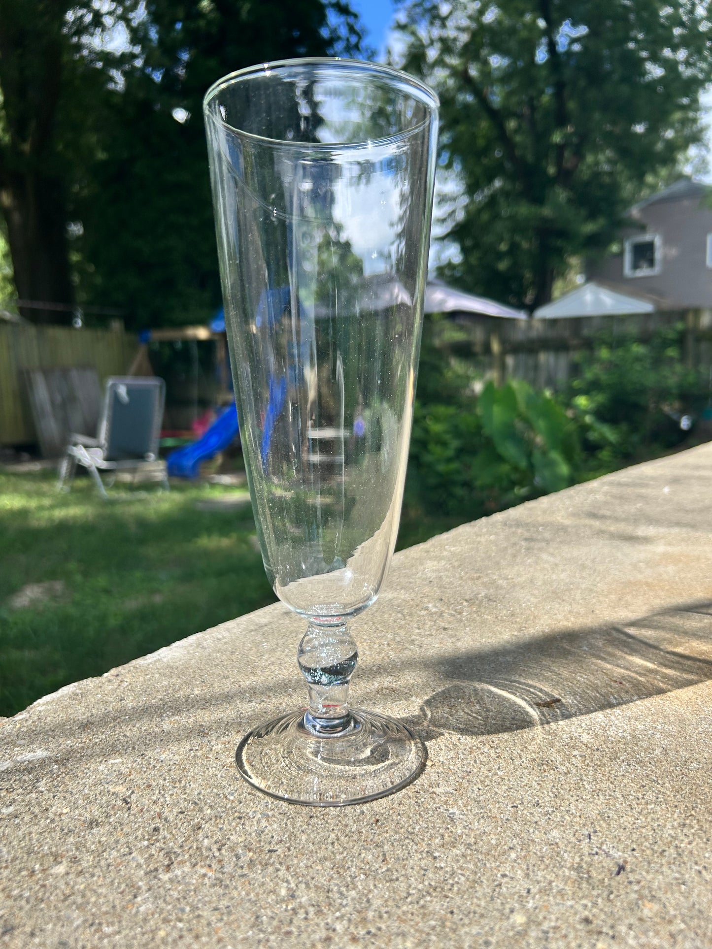 silver dichro accented stemmed glass