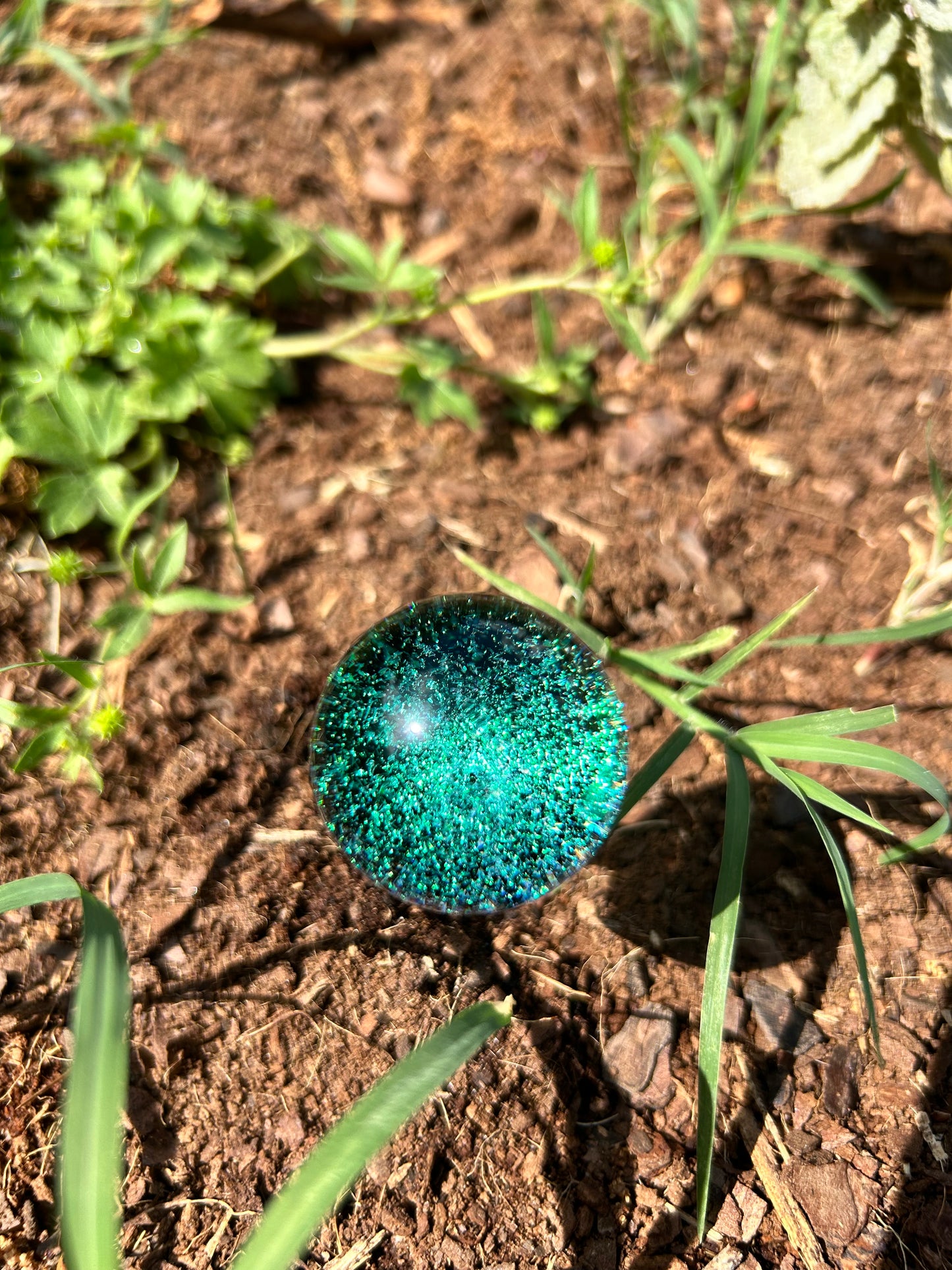 green dichro planter stake