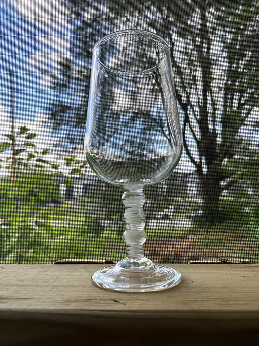 white accent stemmed glass