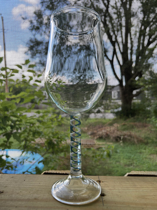 blue/ white spiral accented stemmed glass