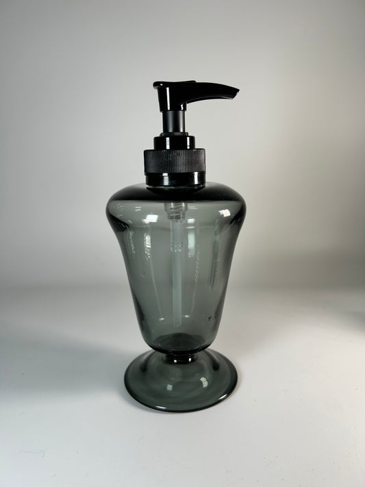 transparent grey soap dispenser