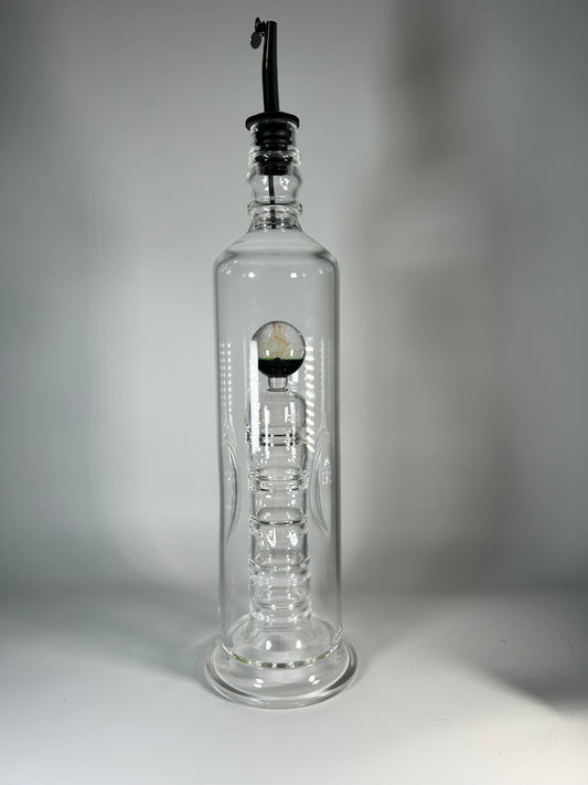 worked olive oil bottle with fume marble